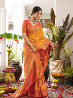 Anaita Yellow Silk Woven Saree With Blouse - Distacart