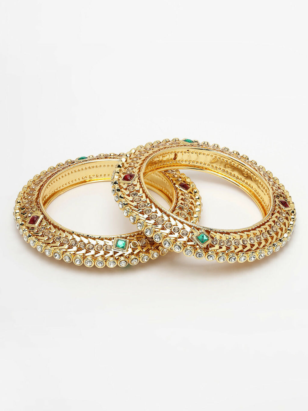 NVR Women's Set of 2 Gold-Plated Kundan Traditional Bangles - Distacart
