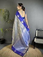 Joban Fashion Grey Intricate Zari Weaving Soft Silk Dharmavaram Saree
