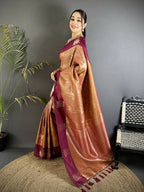 Joban Fashion Wine Intricate Zari Weaving Soft Silk Dharmavaram Saree