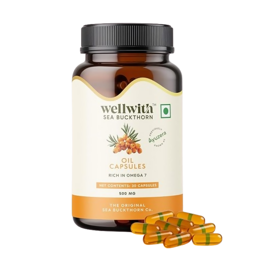 Wellwith Sea Buckthorn Berry Oil Vegan Omega 7 500mg, Softgels Capsules