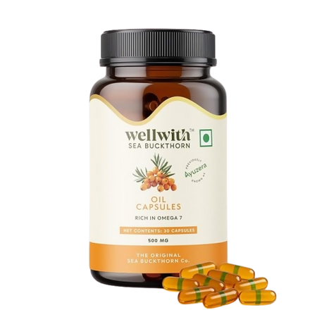 Wellwith Sea Buckthorn Berry Oil Vegan Omega 7 500mg, Softgels Capsules
