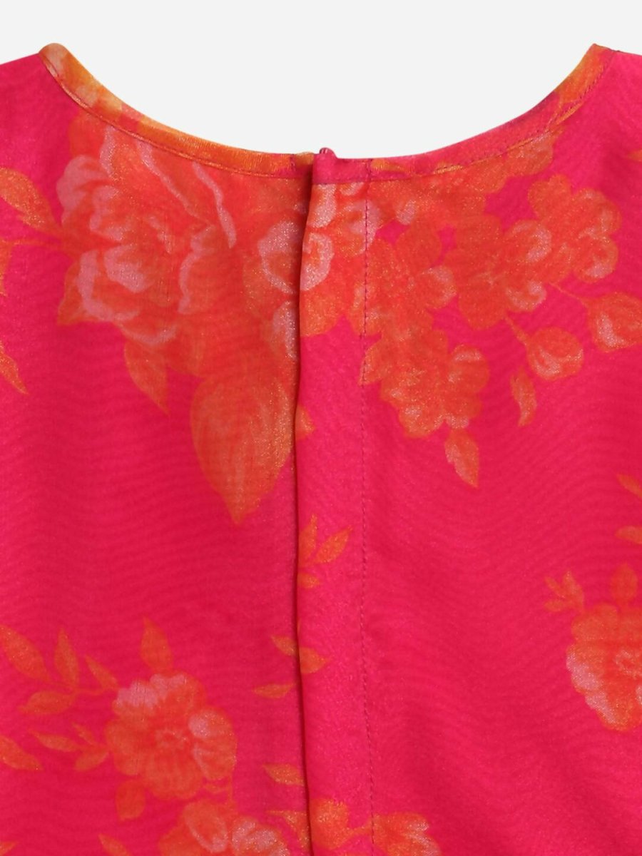 Ahalyaa Pink Organza Digital Print Kids Lehenga Choli For Girls