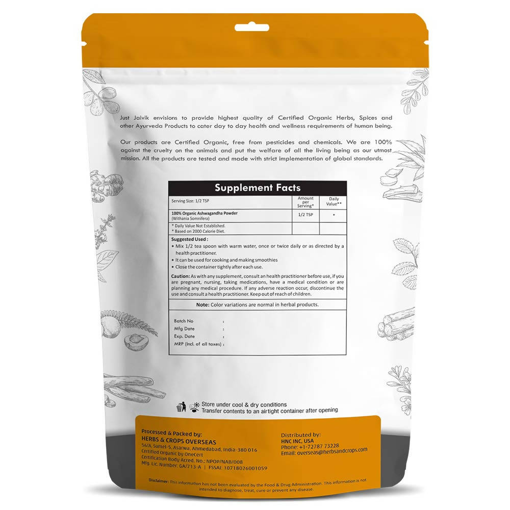 Just Jaivik Organic Ashwagandha Powder - Distacart