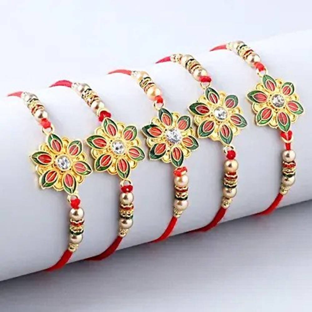 Alluring Meenakari Set of 5 Rakhi for raksha bandan