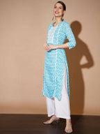 Myshka Women Blue Printed Kurtas - Distacart
