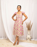 FIORRA Women's Pink Georgette Floral Printed Dress - Distacart