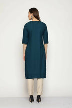 Maai Rayon Hand Printed Kurta Navy - Distacart