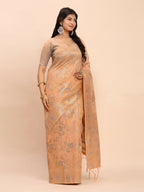 Shree Shyam Fashion Linen Cotton Orange Saree - Distacart