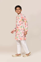 Joban Fashion Cotton Peach Kurta With Straight Fit Pant