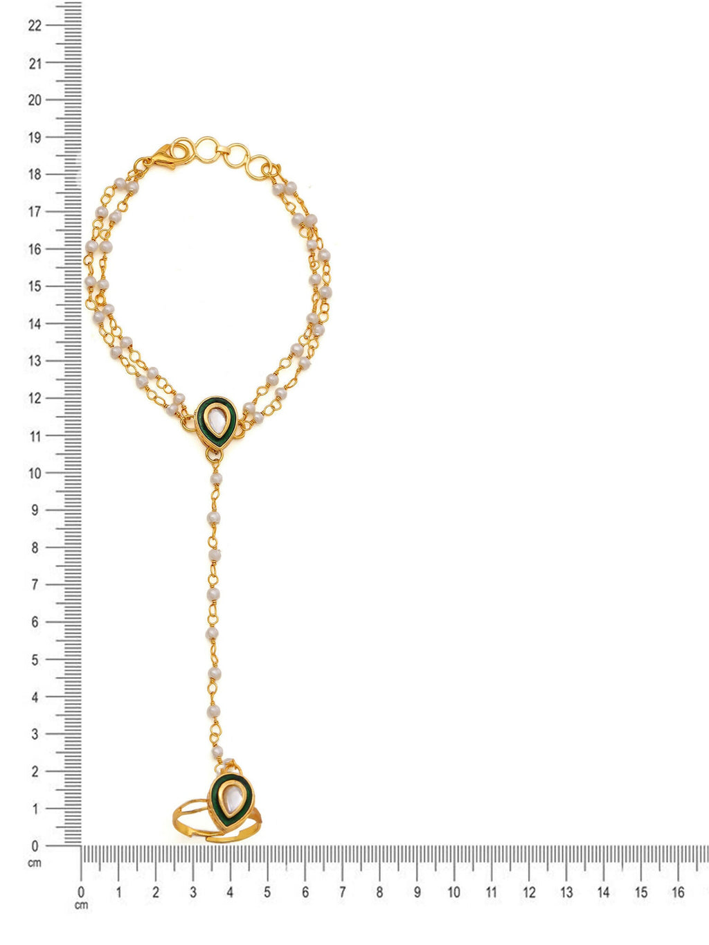 Ruby Raang Gold Green Meenakari Kundan Haath Phool - Distacart