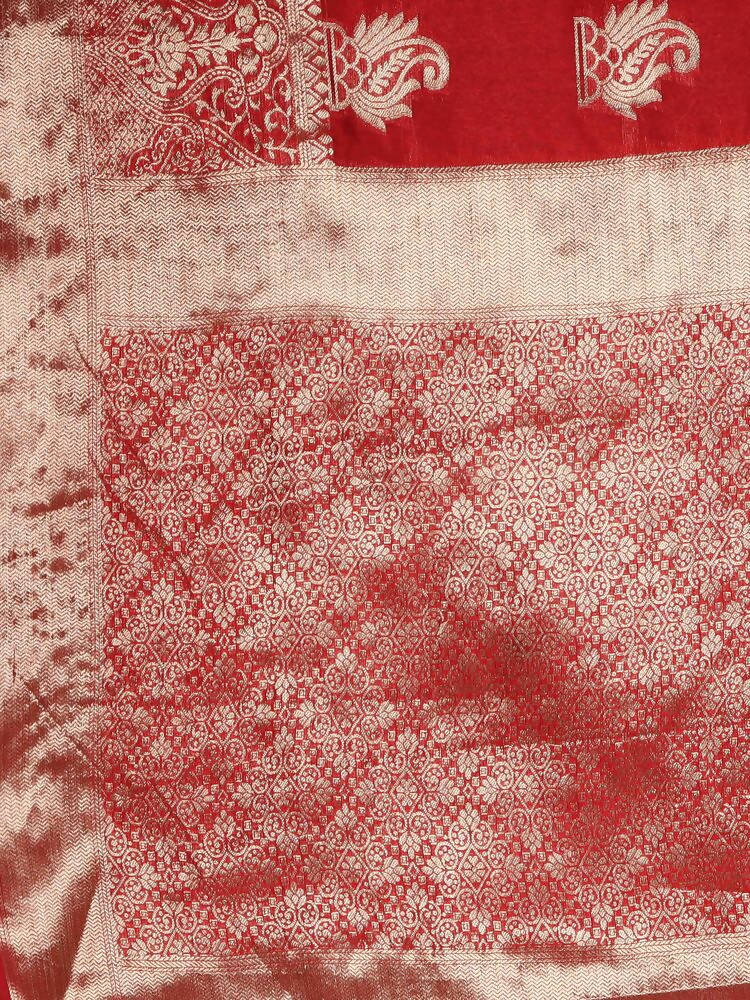 Kalamandir Zari Paisleys Red Silk Blend Saree