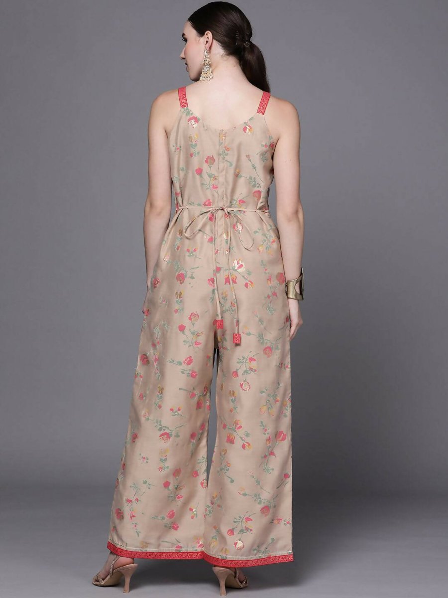 Ahalyaa Women Tan Printed Basic Jumpsuit - Distacart