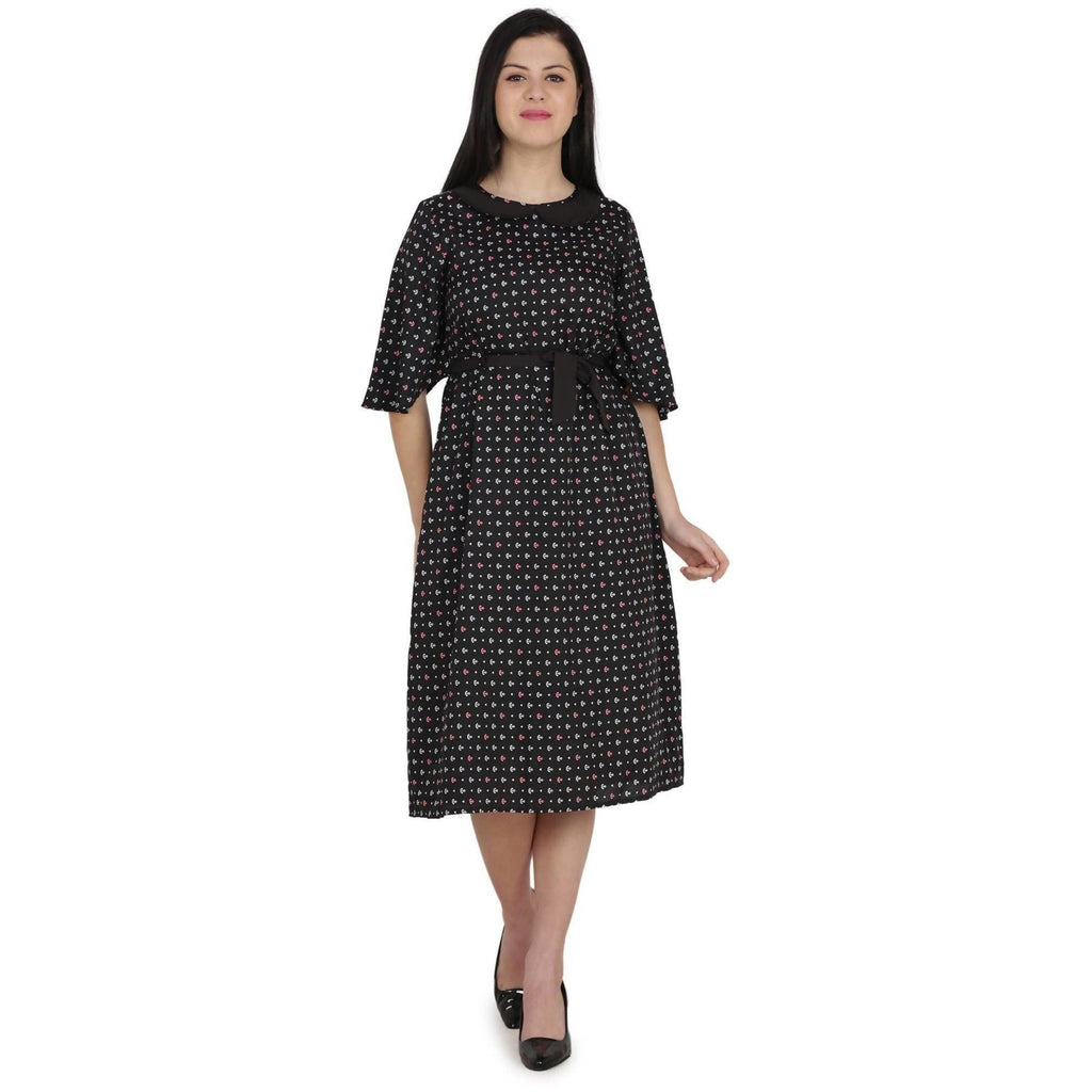 Kanoor Garments Women's Black Frock Style Collar Neck Kurti