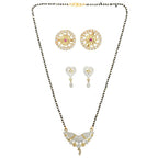 AanyaCentric Gold-Polished Mangalsutra with Pendant, 2 Pair Earrings