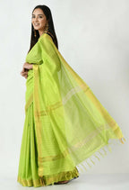 Mominos Fashion Moeza Parrot Green Bhagalpuri Handloom Silk Raj Shree Saree with unstitched Blouse piece - Distacart