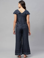 Myshka Women Blue Printed Top Palazzo Set - Distacart