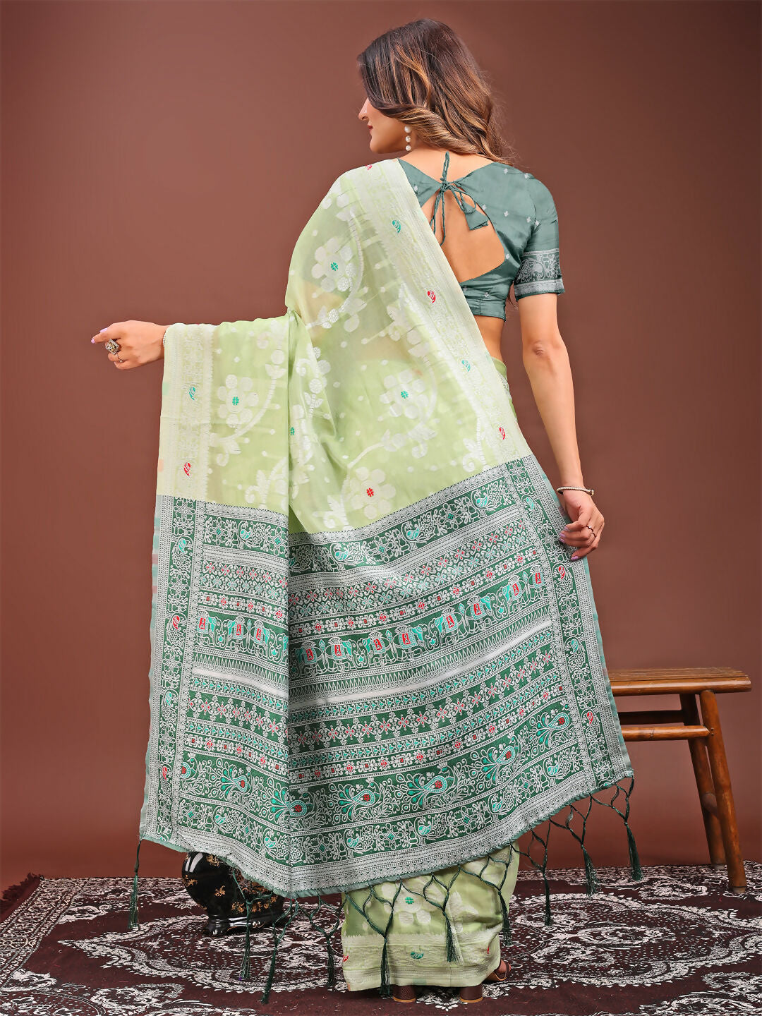 Shree Shyam Fashion Anaya Light Green Linen Cotton Saree