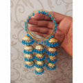 Stylish And Trendy Sky Blue Pearls Hanging Bangles