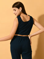 Myshka Women's Navy Blue Solid Party Top