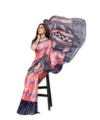 Vamika Navy Blue Chiffon Brasso Bollywood Style Woven Saree (KARUNA NAVY) - Distacart