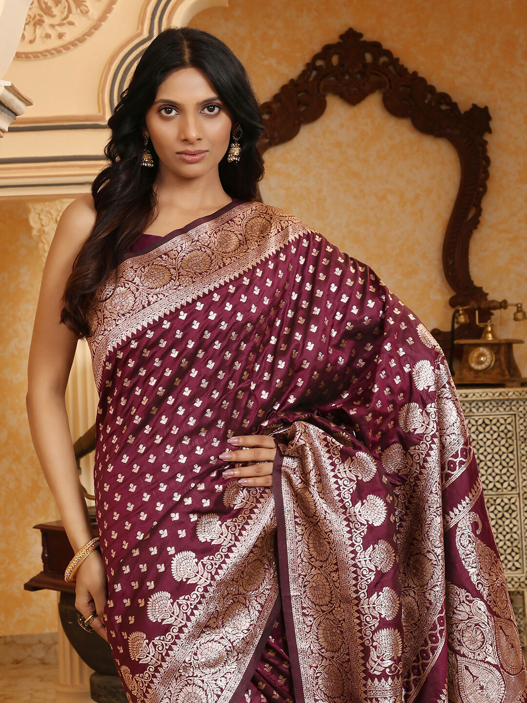 Shree Shyam Fashion Banarasi Silk Purple Saree - Distacart