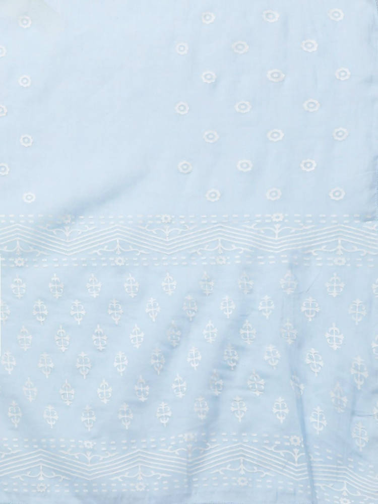 Yufta Women Blue & White Printed Kurta with Palazzo & Dupatta