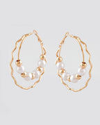 VOJ Women Gold-Plated Pearl Stainless Steel Hoop Earrings - Distacart