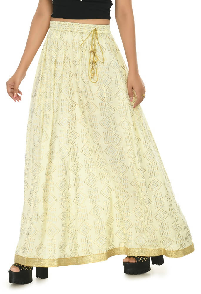 Mominos Fashion Moeza Cotton Off White Printed Lehenga (Lancha)