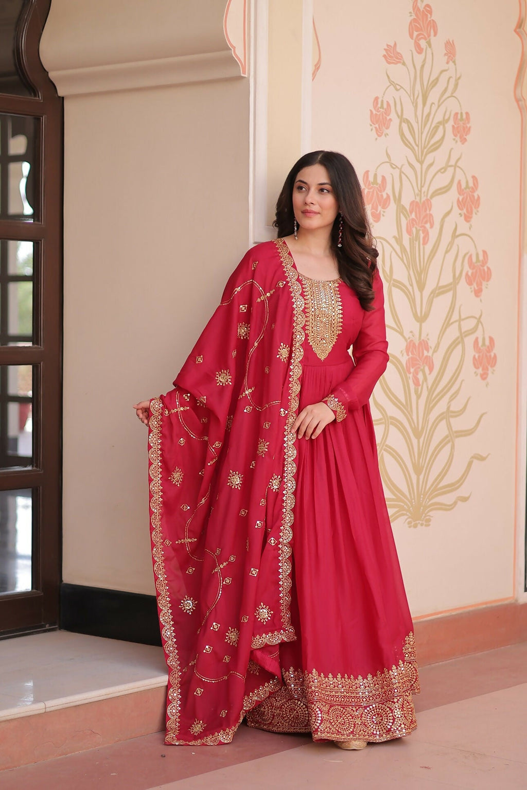 Joban Fashion Pink Georgette Sequence Embroidery Work Kurta Set - Distacart