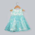 Pink Cow Fashions White & Blue Dress With Pearls Attach & Bow