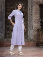 Juniper Women`s Lilac Cotton Flex Solid A-Line Kurta - Distacart