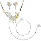 AanyaCentric Gold-plated Mangalsutra Pendant Earring Set & Silver Plated Anklet - Distacart