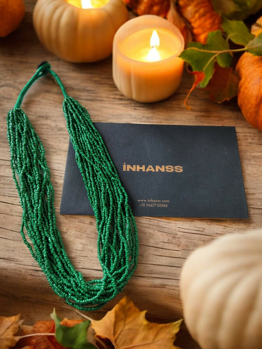 Inhanns Handmade Beaded Multilayer Necklace, 20 Layers - Green