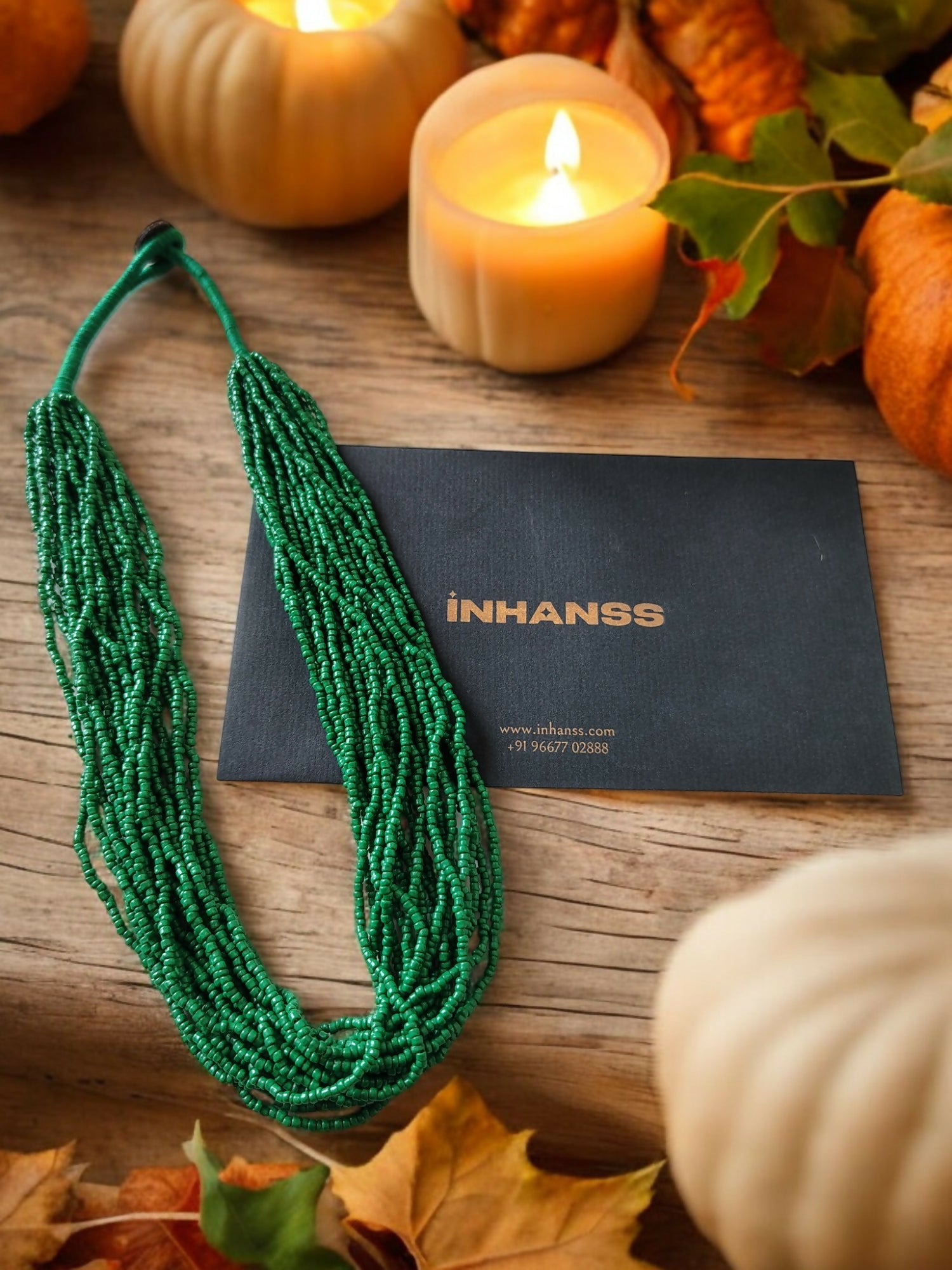 Inhanns Handmade Beaded Multilayer Necklace, 20 Layers - Green