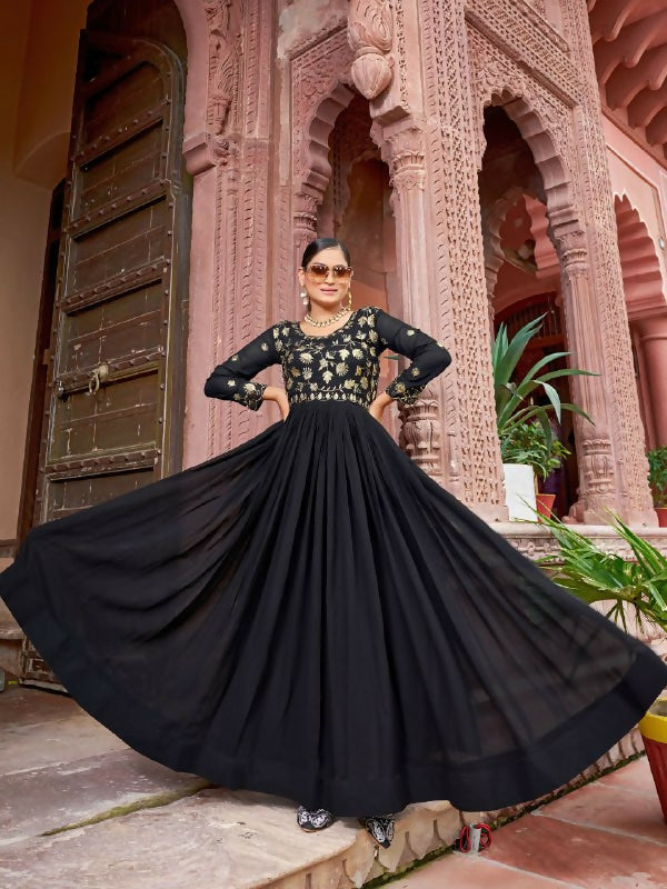 Joban Fashion Black Readymade Dress With Sequins embroidery Work - Distacart