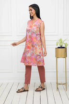 Myshka Women Multi-Floral Rayon A-Line V-Neck Kurtis - Distacart