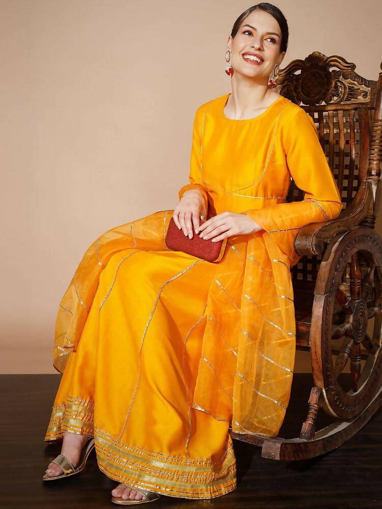 Myshka Women Mustard Solid Kurta & With Dupatta - Distacart