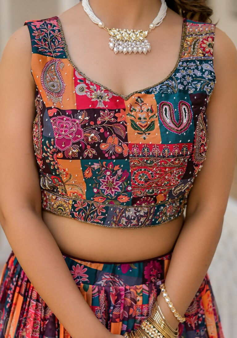 Wedding Partywear Colour Full Slim Georgette Lehengha Choli With Dupata - Agnidhara