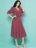 Women Republic Pink Dress with Attached Bow - Distacart