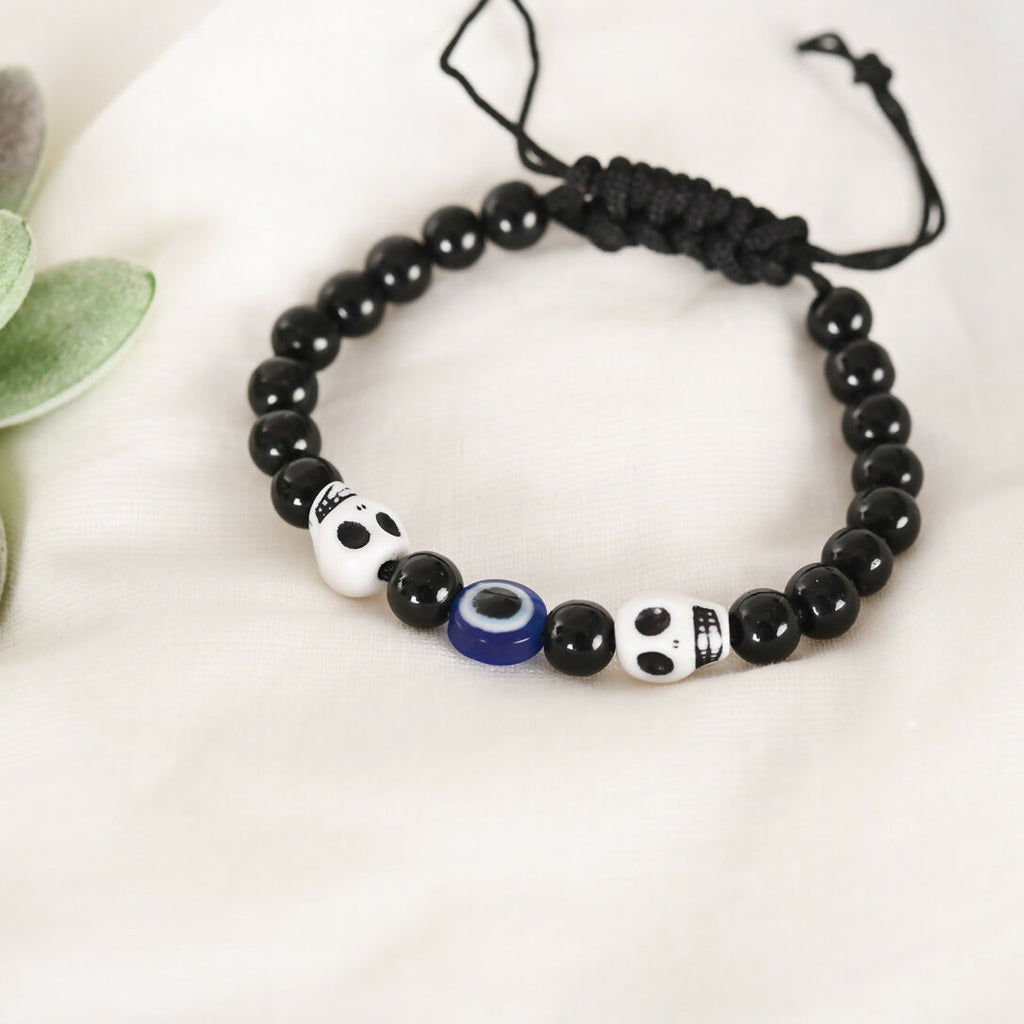NVR Men & Women Black Evil Eye Adjustable Bracelet - Distacart