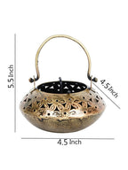 CraftVatika Gold-Toned Metal Degchi Hanging Tealight Candle Holder