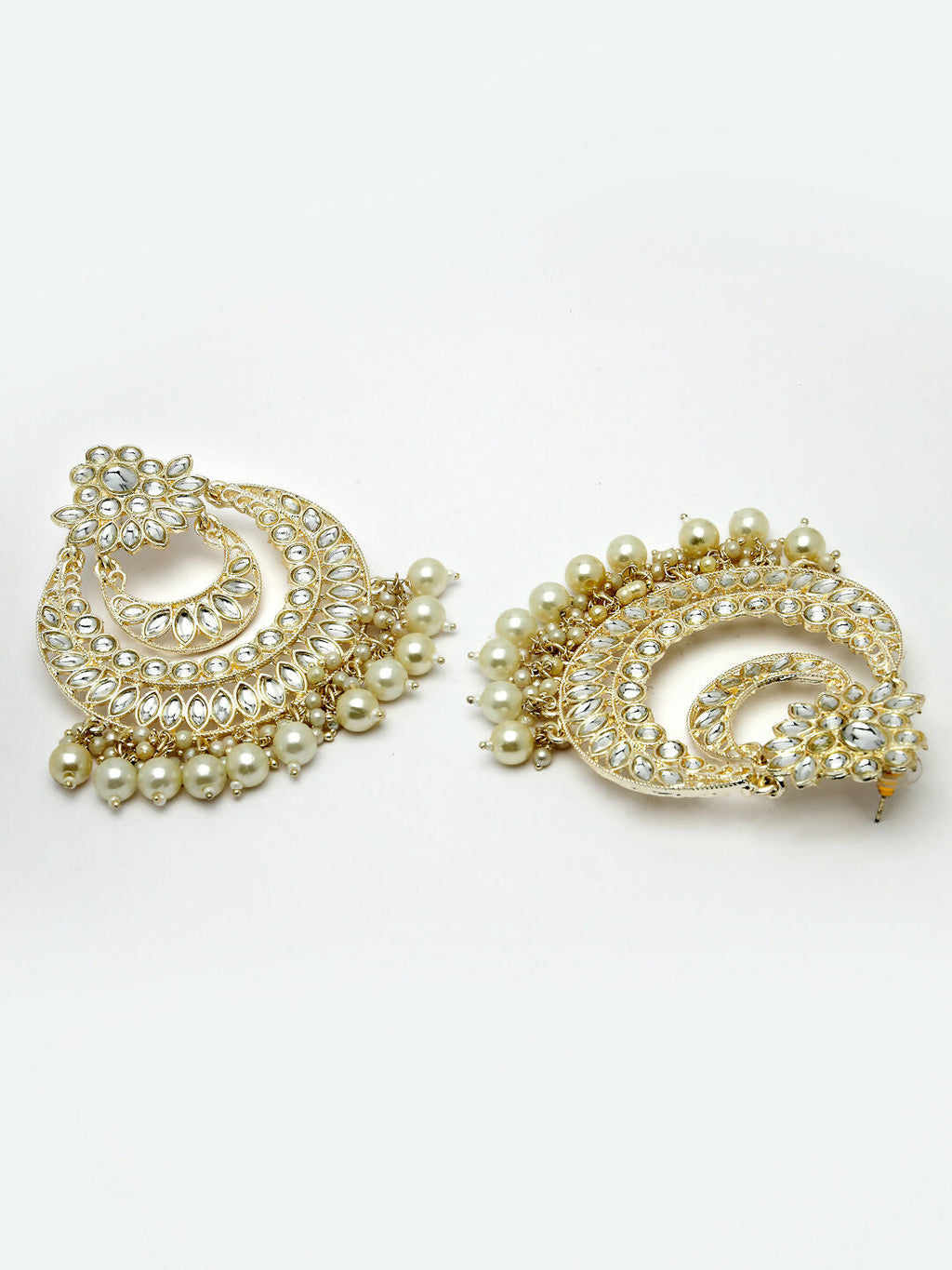 NVR Women Gold-Plated Kundan Handcrafted Chandbalis Earrings - Distacart