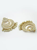 NVR Women Gold-Plated Kundan Handcrafted Chandbalis Earrings - Distacart