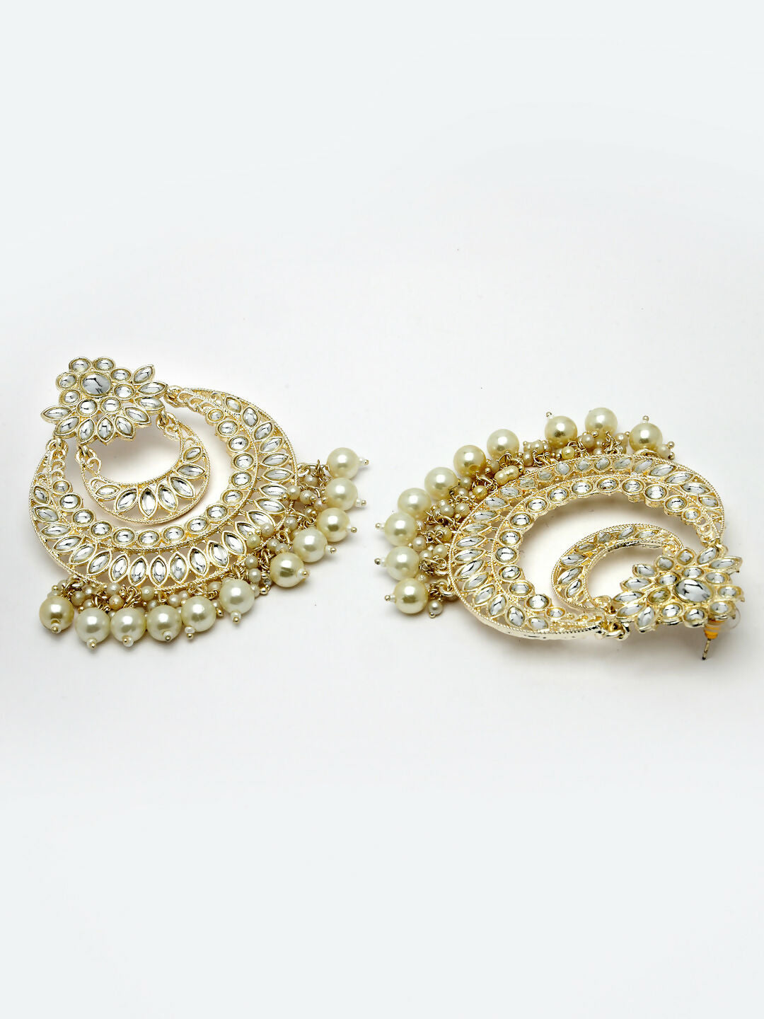 NVR Women Gold-Plated Kundan Handcrafted Chandbalis Earrings - Distacart