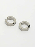 NVR Men's Silver-Plated Stainless Steel Hoop Earrings - Distacart