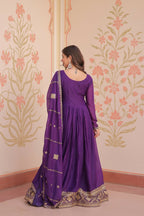Joban Fashion Purple Georgette Sequence Embroidery Work Kurta Set - Distacart