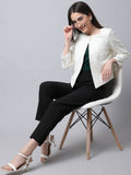 Even Apparels White 100% Viscose Open Front Statement Women's Jacket - Distacart