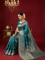 Shree Shyam Fashion Sea Green Silk Blend Saree - Distacart