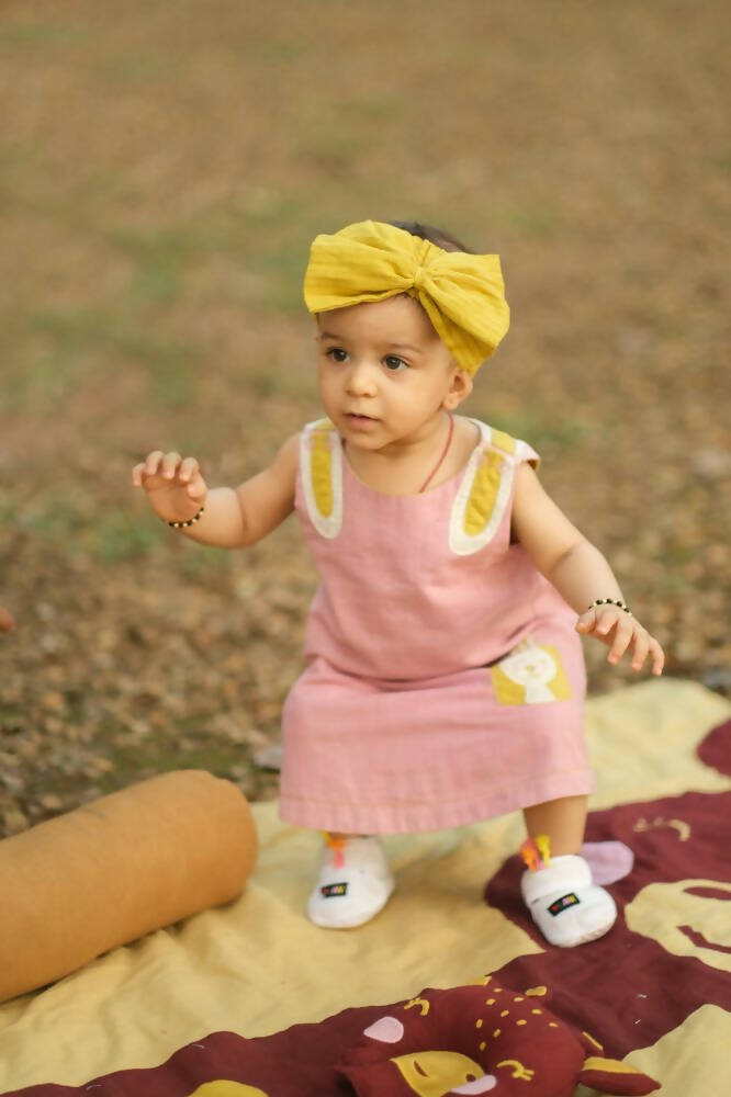 Mhyssa Pink Sleeveless A-line Frock